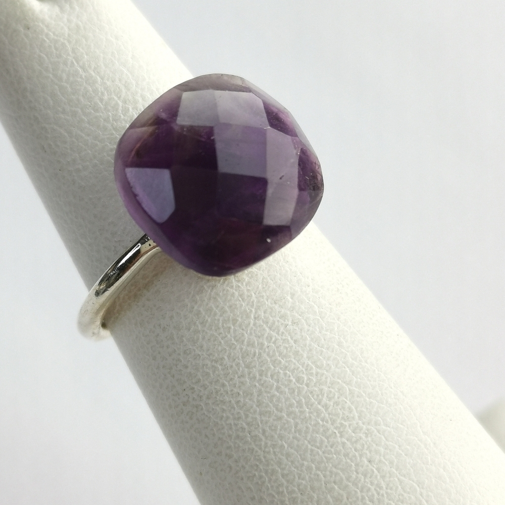 Modernist Amethyst Ring in Sterling Silver size 6 🆕